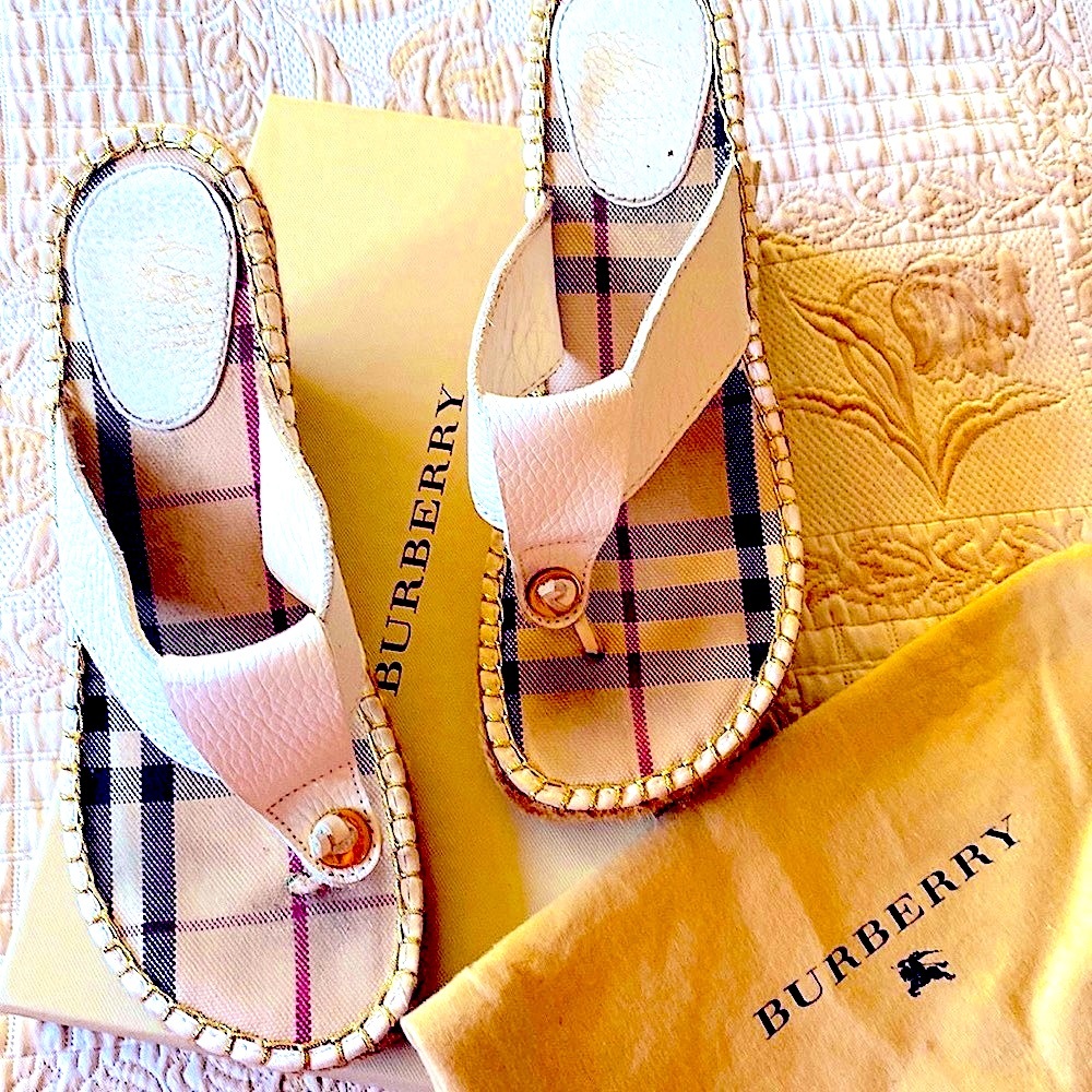 BURBERRY HEELED SANDALS white size 8